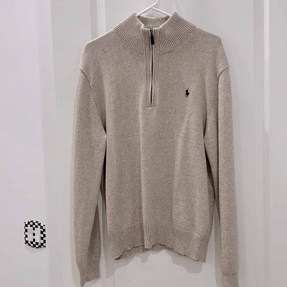 Polo Ralph Lauren, quarter zip sweater, beige, size large
